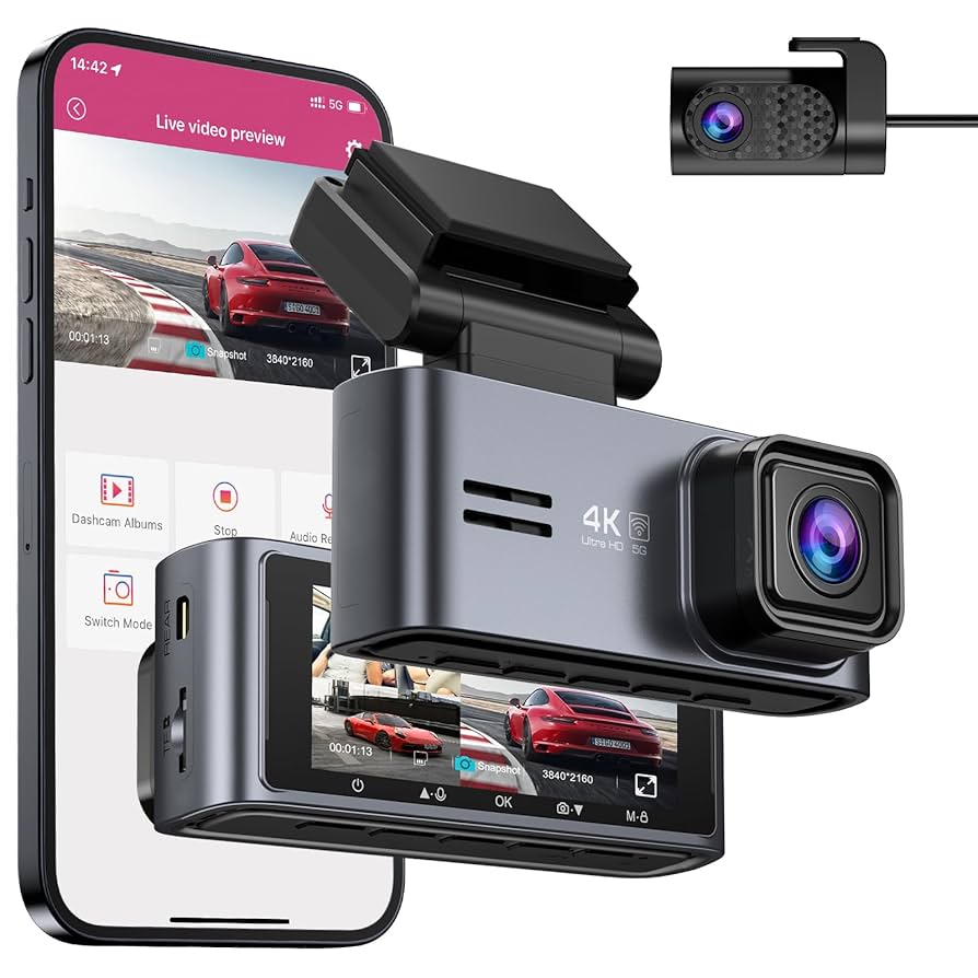 Amazon.com: OMBAR Dash Cam Front and Rear 5G WiFi, Dash Cam